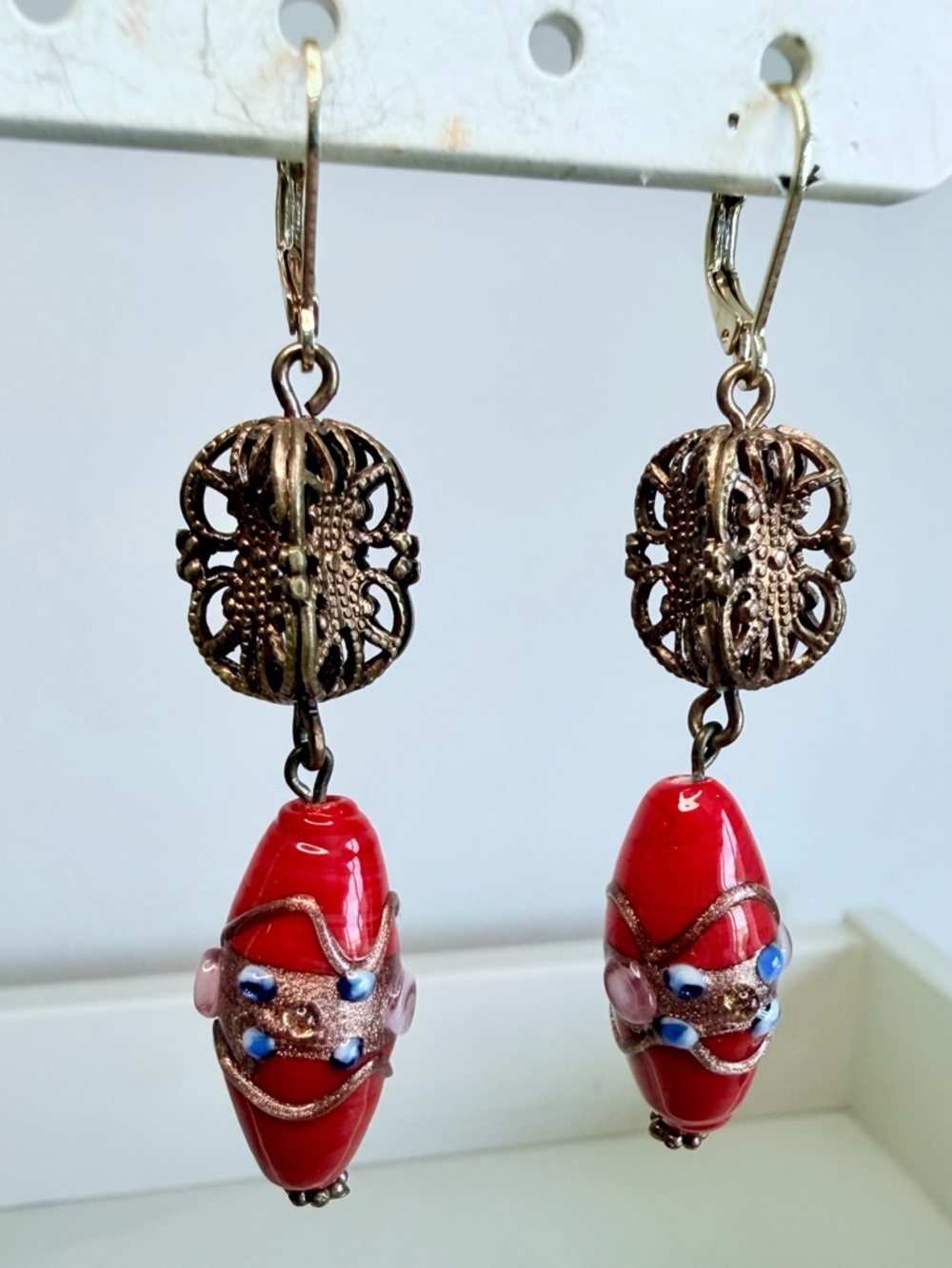 Vintage Red Wedding Cake Dangles